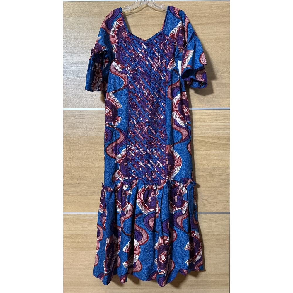 NEW Ankara Dashiki pattern Print Women's sz XL Maxi Dress Boho Handmade In USA - Picture 3 of 13